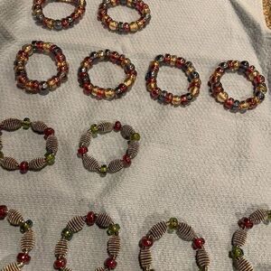 Multicolored Silver Wire Purple and Green Napkin Rings 2 sets of 6 Each = 12